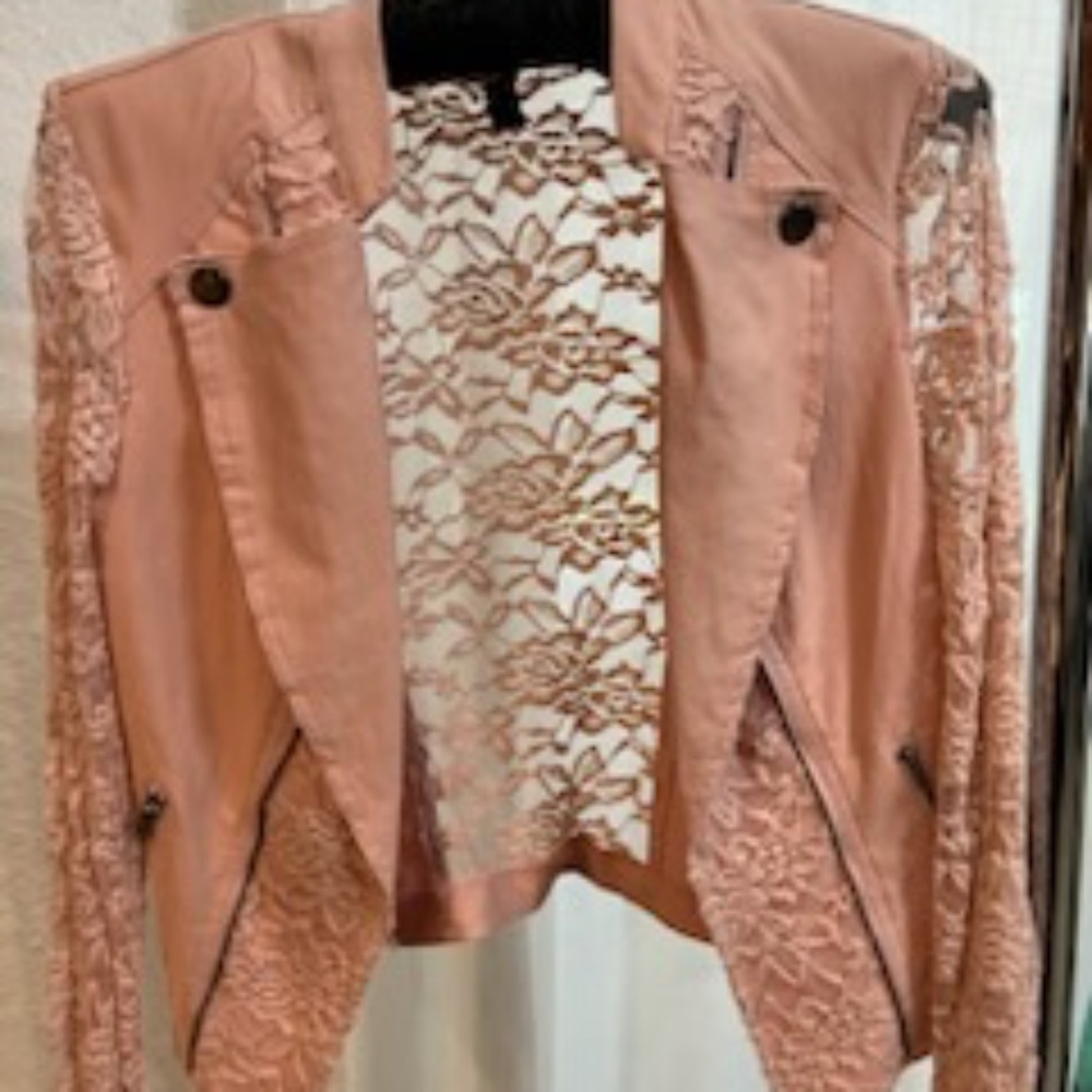 Pink lace moto jacket
